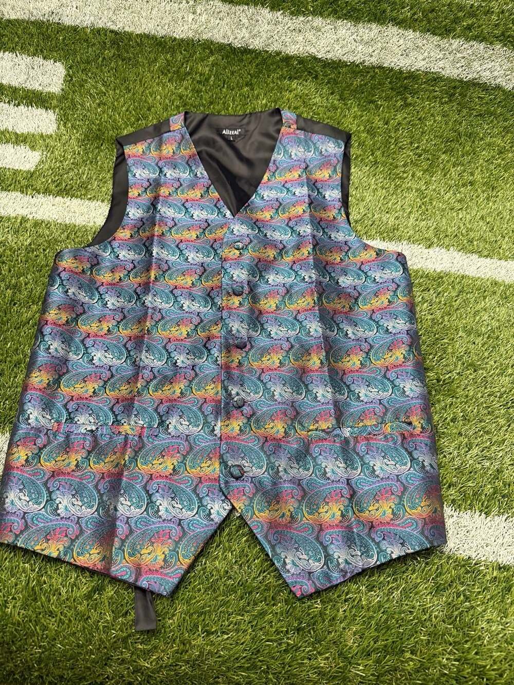 Alizeal Men's Formal Paisley Jacquard Suit Vest Size L